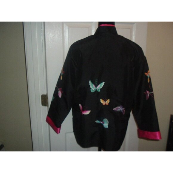 Gorgeous Grace Chaung Embroidered Butterflies & Black Chinese Asian Jacket S/M - Picture 3 of 6